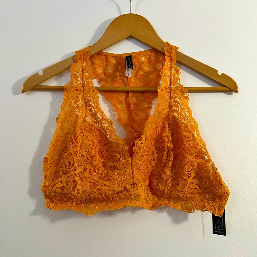 Orange lace bralette